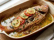 Huachinango al horno con vino blanco