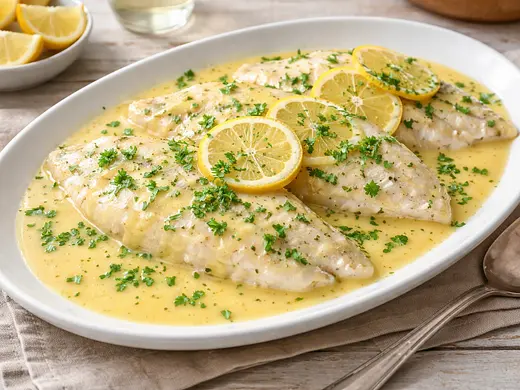 Lenguado al horno con salsa de limón