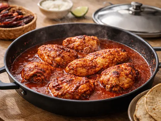 Pollo enchilado fácil de guajillo