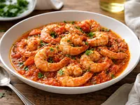 Langostinos en salsa de tomate y vino blanco