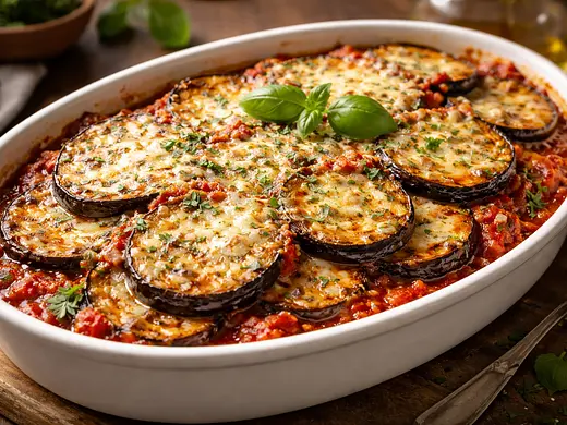 Berenjenas gratinadas con salsa de jitomate