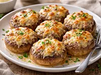 Champiñones rellenos de jamón y queso