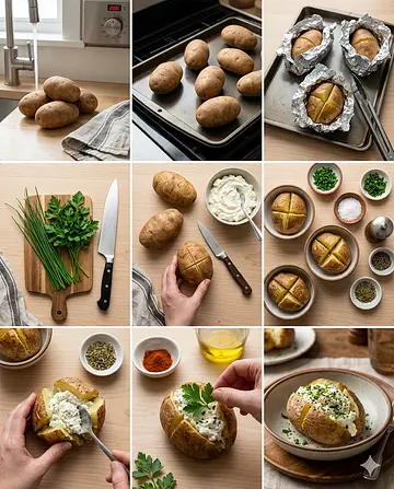 Papas al horno con requesón - guia visual del proceso