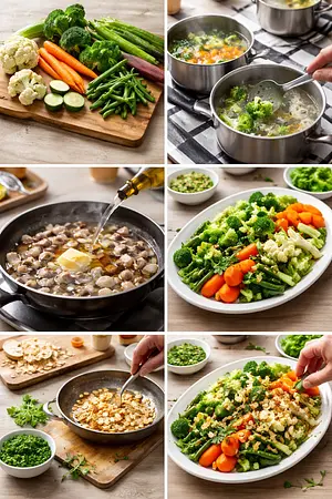 Panaché de verduras - guia visual del proceso