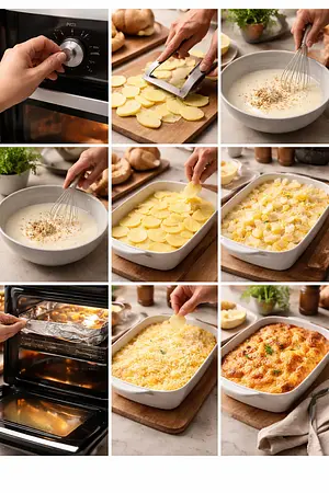 Papas gratinadas al horno - guia visual del proceso