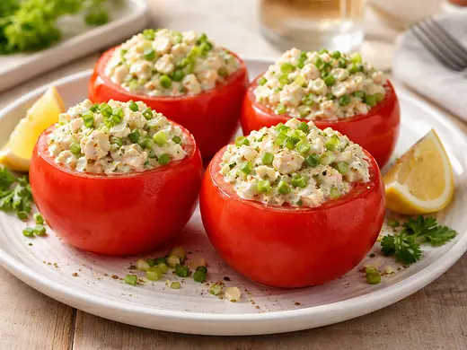 Jitomates rellenos de jaiba