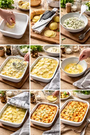Papas gratinadas con queso roquefort - guia visual del proceso
