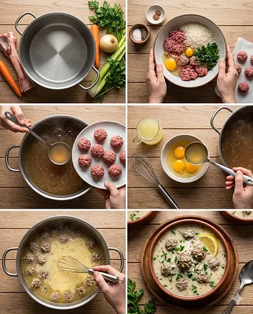 Caldo de albóndigas a la turca - guia visual del proceso