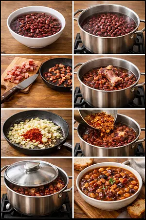 Frijoles a la vasca tradicionales - guia visual del proceso
