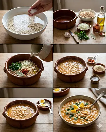 Alubias blancas estofadas tradicionales - guia visual del proceso