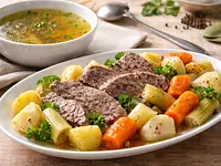 Potaje de pecho de res a las hierbas y clavo