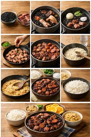Feijoada brasileña tradicional - guia visual del proceso