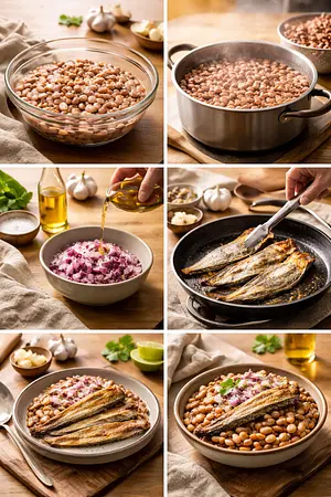 Frijoles con arenques - guia visual del proceso