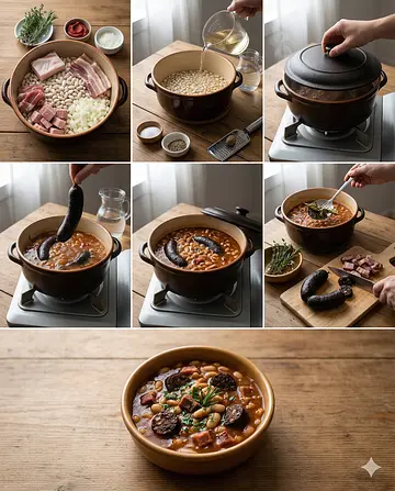 Potaje de frijoles a la catalana - guia visual del proceso