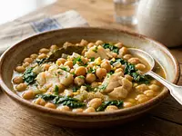 Garbanzos con bacalao y espinacas