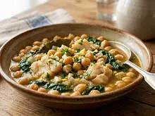 Garbanzos con bacalao y espinacas