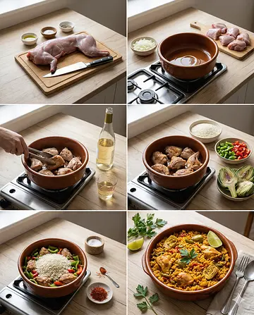 Arroz con conejo - guia visual del proceso