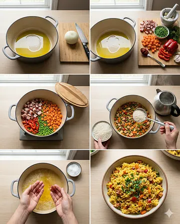 Arroz a la campesina - guia visual del proceso