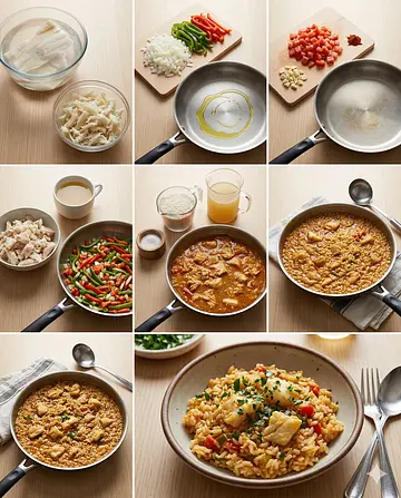 Arroz con bacalao - guia visual del proceso