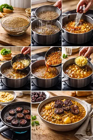 Lentejas a la burgalesa - guia visual del proceso