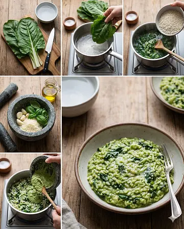 Arroz con acelgas - guia visual del proceso