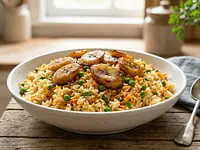 Arroz con plátanos y zanahoria