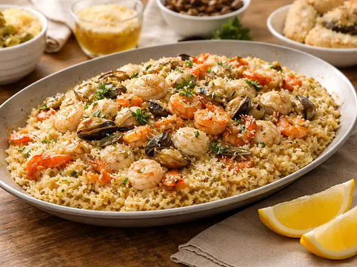 Arroz con mariscos al vermut