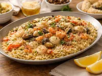 Arroz con mariscos al vermut
