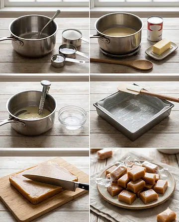 Chiclosos caseros de leche - guia visual del proceso