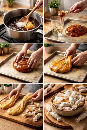 Melcocha de melaza tradicional - guia visual del proceso