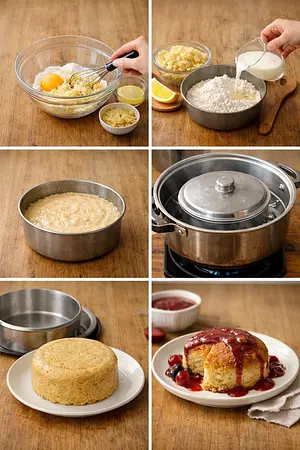 Budín de plátano al vapor - guia visual del proceso