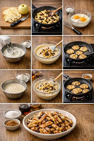 Tortillitas de manzana con pasas y Madeira - guia visual del proceso