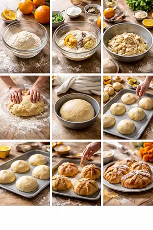 Pan de muerto tradicional - guia visual del proceso