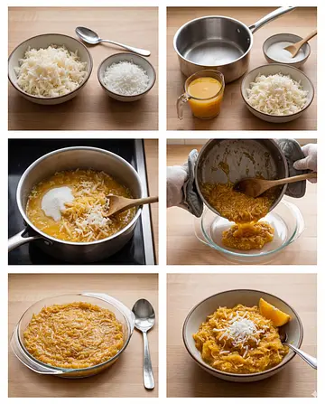 Postre de jícama con coco - guia visual del proceso