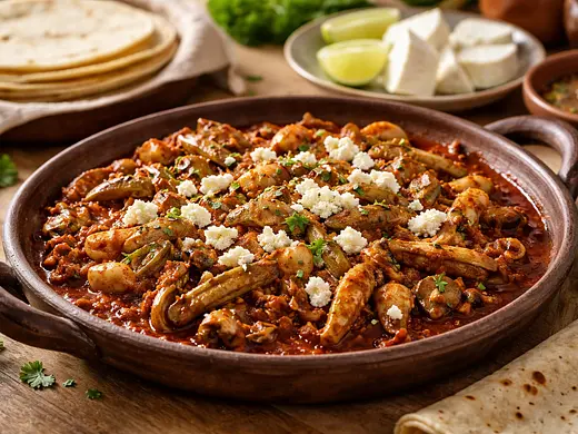 Setas y Nopales en Adobo de Tres Chiles