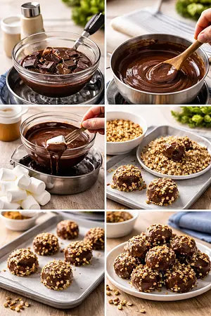 Delicias de Malvavisco con Chocolate y Nuez - guia visual del proceso