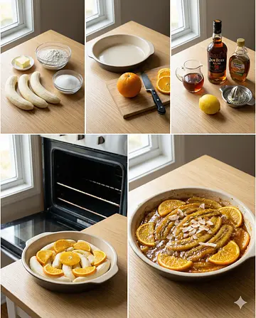 Plátanos Borrachos al Horno - guia visual del proceso