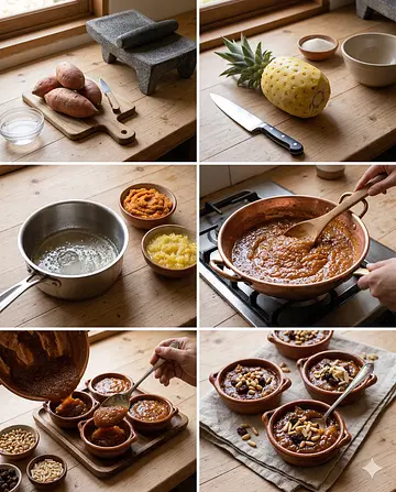 Dulce de camote y piña - guia visual del proceso