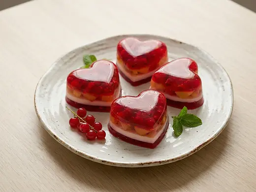 Gelatina de corazón de grosella en capas