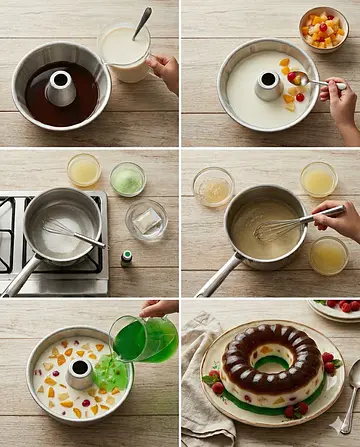 Gelatina de rosca tricolor - guia visual del proceso