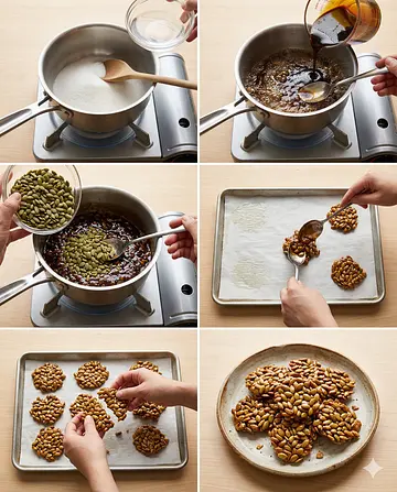 Pepitorias de Pepita de Calabaza - guia visual del proceso