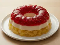 Gelatina tricolor de piña con capas