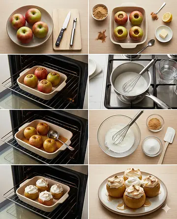 Manzanas al horno con merengue - guia visual del proceso