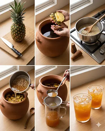 Tepache de piña y cebada - guia visual del proceso