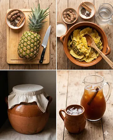 Chicha mexicana de piña y tamarindo - guia visual del proceso