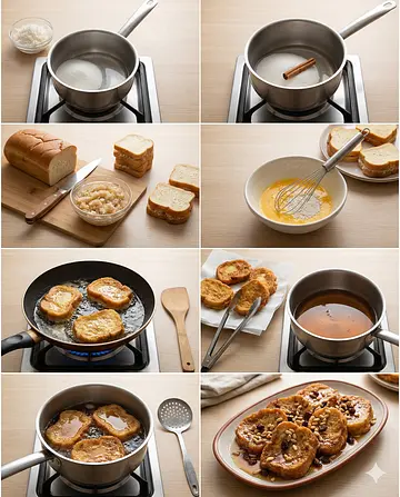 Torrejas de coco con pan mamón - guia visual del proceso