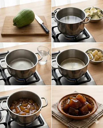 Chilacayote cubierto - guia visual del proceso