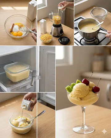 Helado de elote - guia visual del proceso