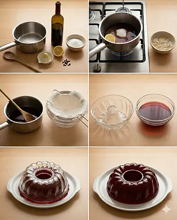 Aspic de vino tinto - guia visual del proceso