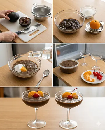 Copa de zapote al marrasquino - guia visual del proceso